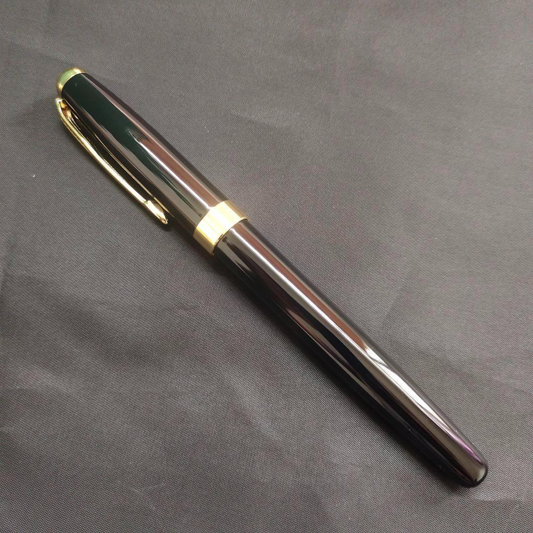 @黒い万年筆 金メッキ装飾 1