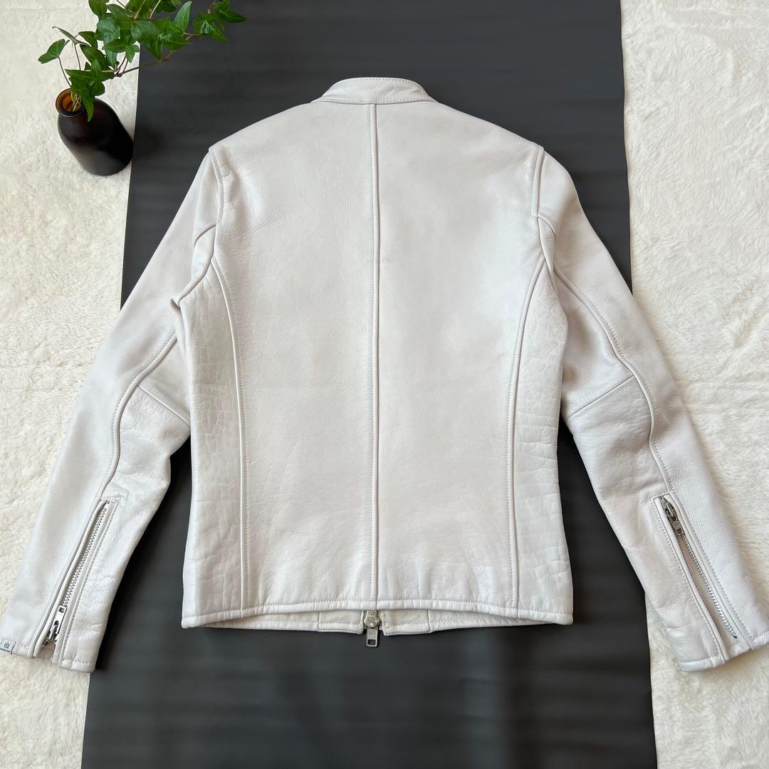 美品✨ VANQUISH レザーシングルライダースジャケット S ホワイト