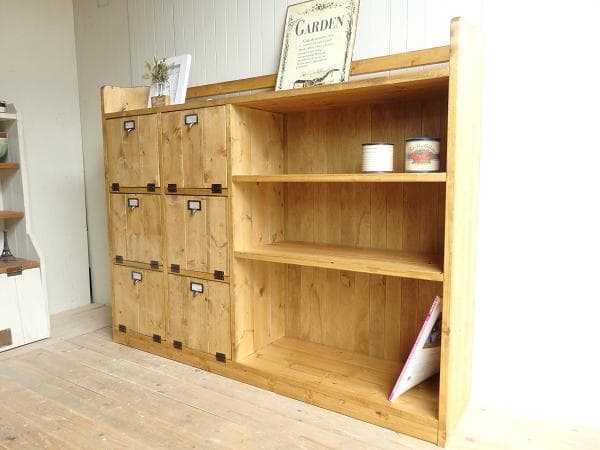 サイズデザインオーダー可ワイド６枚バッタンキャビネットナチュラルブラウン受注製作