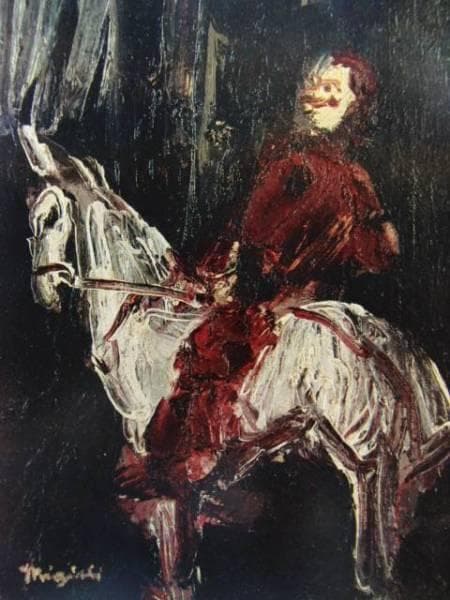 三岸好太郎、【白馬と道化】、限定版・豪華・希少画集画、新品高級額・額装付