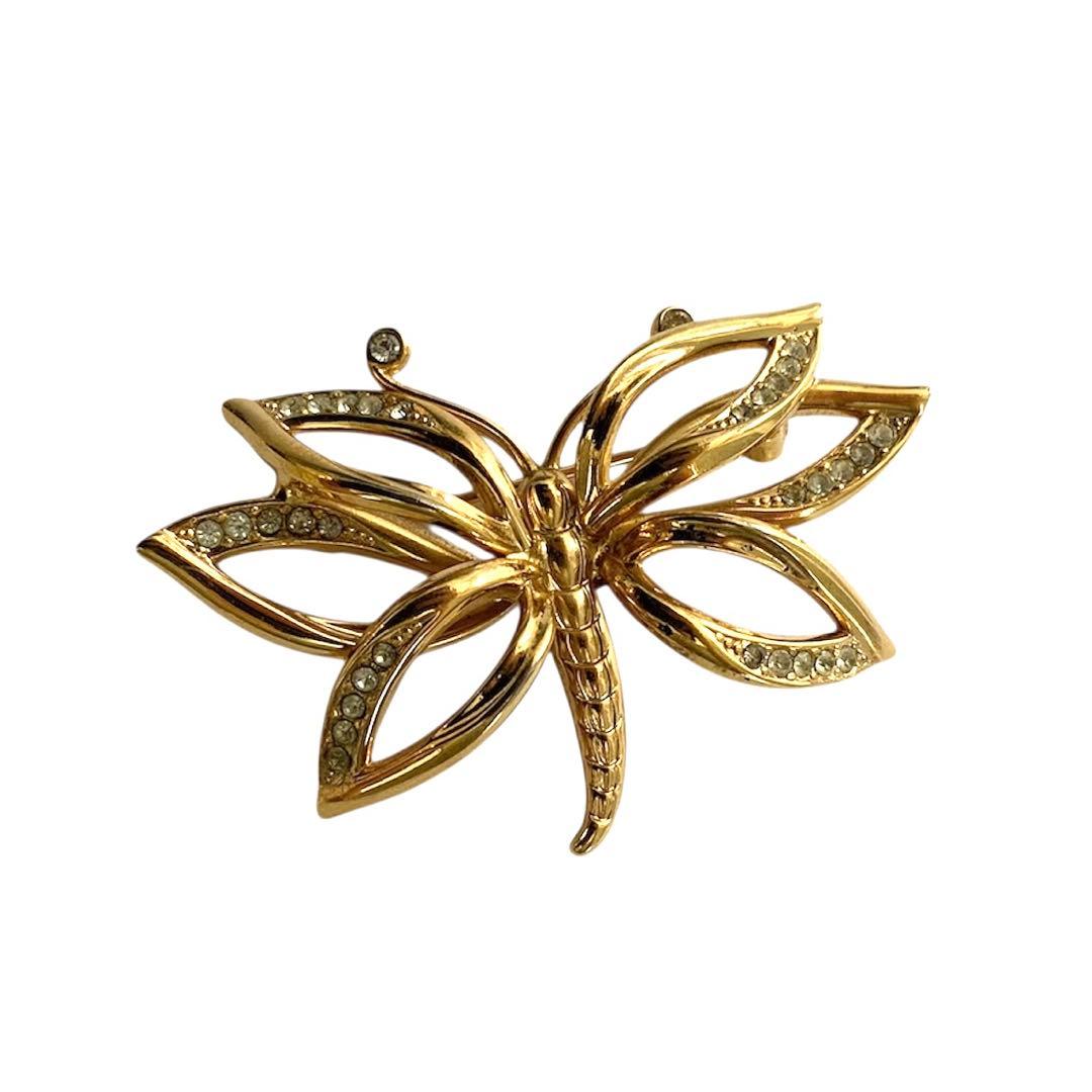 M4946 クリスチャンディオール ブローチ 蝶 バタフライ ラインストーン