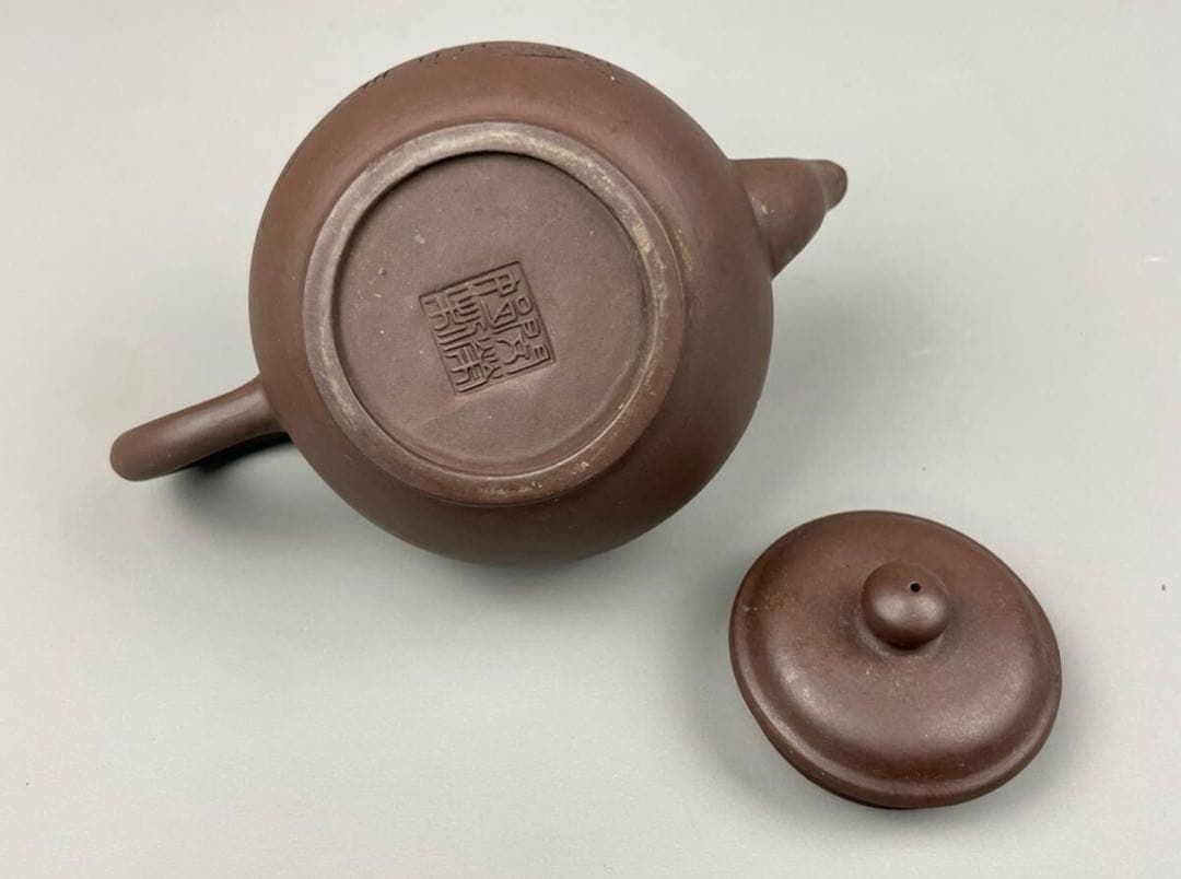 朱泥急須 漢詩山水紋刻 後手急須 煎茶道具 紫砂壷 茶壺 茶器 唐物 紫砂