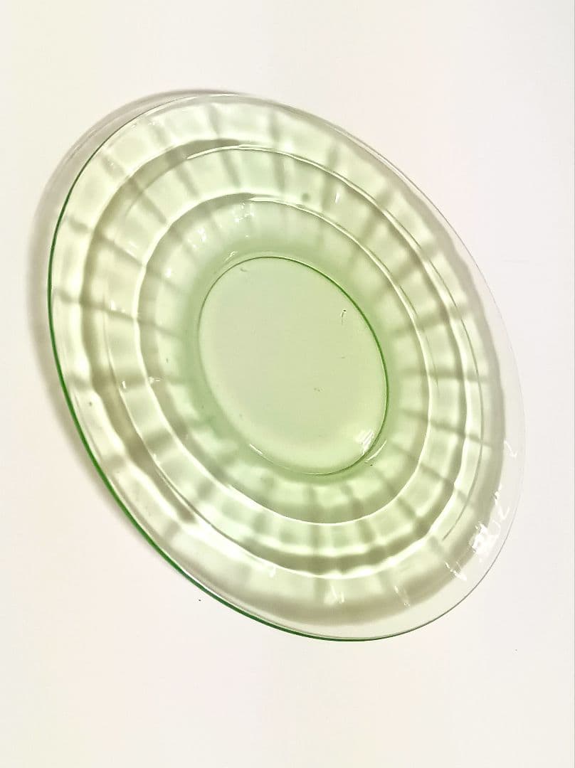 【希少】【美品】ウランガラス　アンカーホッキング　ディプレッションガラス