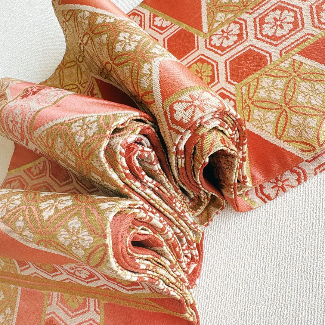 セット　七五三７歳女の子　昭和レトロ　ピンク　ピンク地丸帯　袖なし長襦袢7098