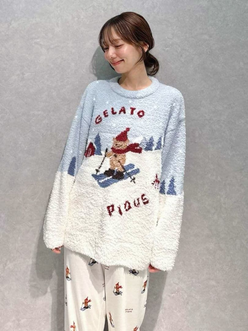 新品タグ付✨ジェラートピケ【HOLIDAY】スキーベアジャガードプルオーバー 上