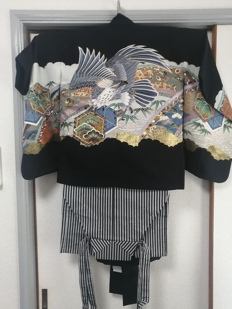 七五三★男児　羽織　着物　袴フルセット ★薄青、黒