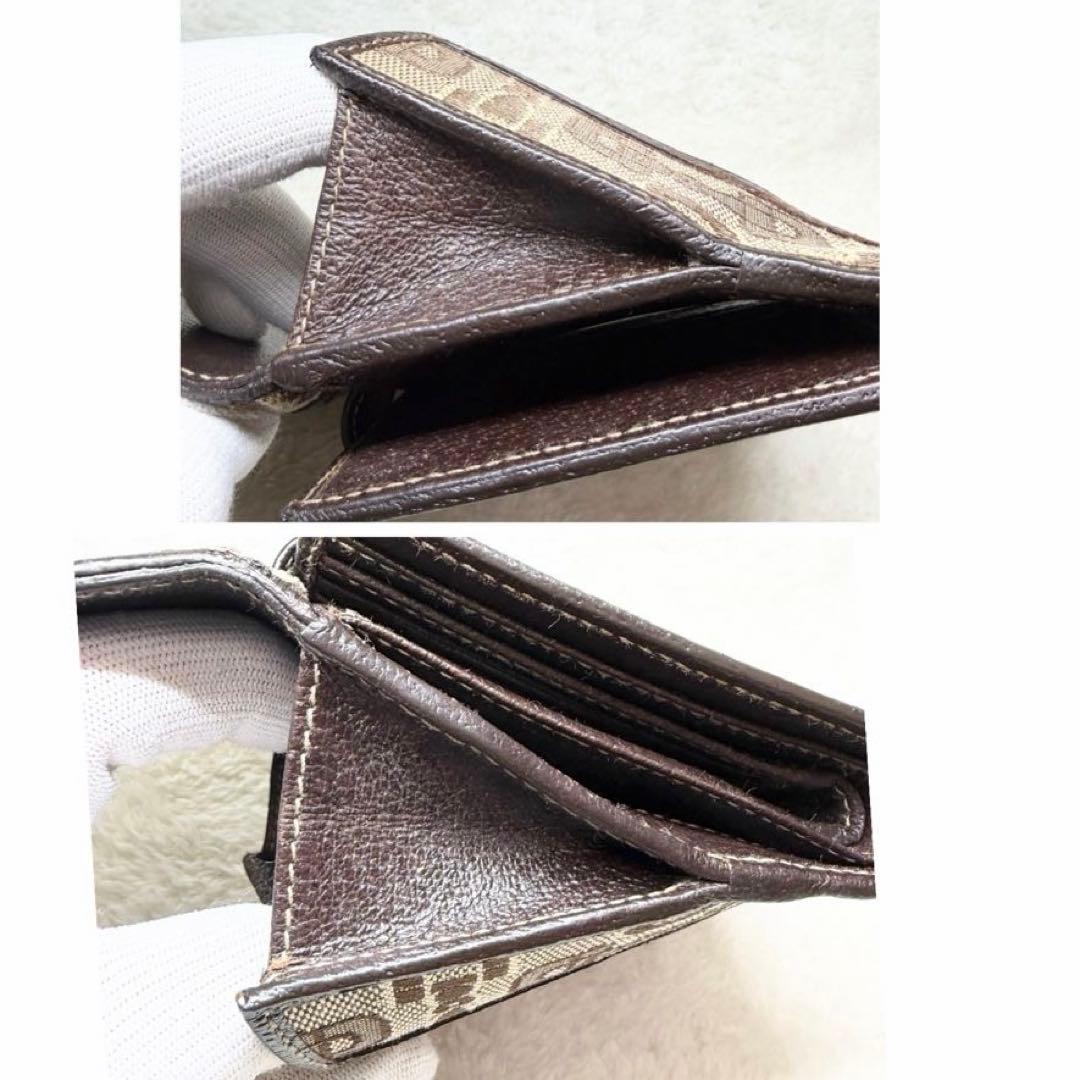 希少　GUCCI グッチ キャンバス レザー 折り財布 ウォレット ブラウン