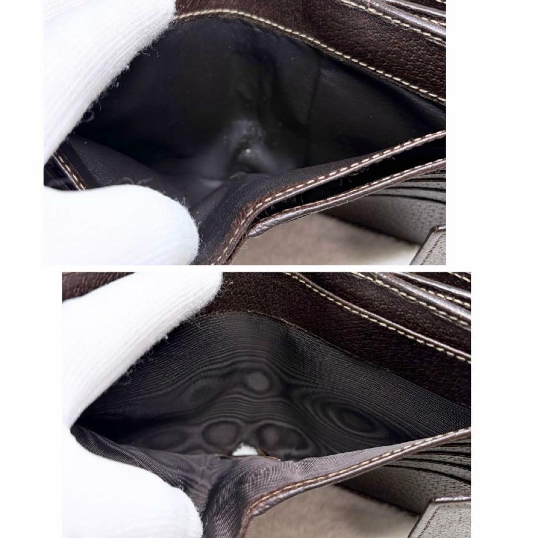 希少　GUCCI グッチ キャンバス レザー 折り財布 ウォレット ブラウン