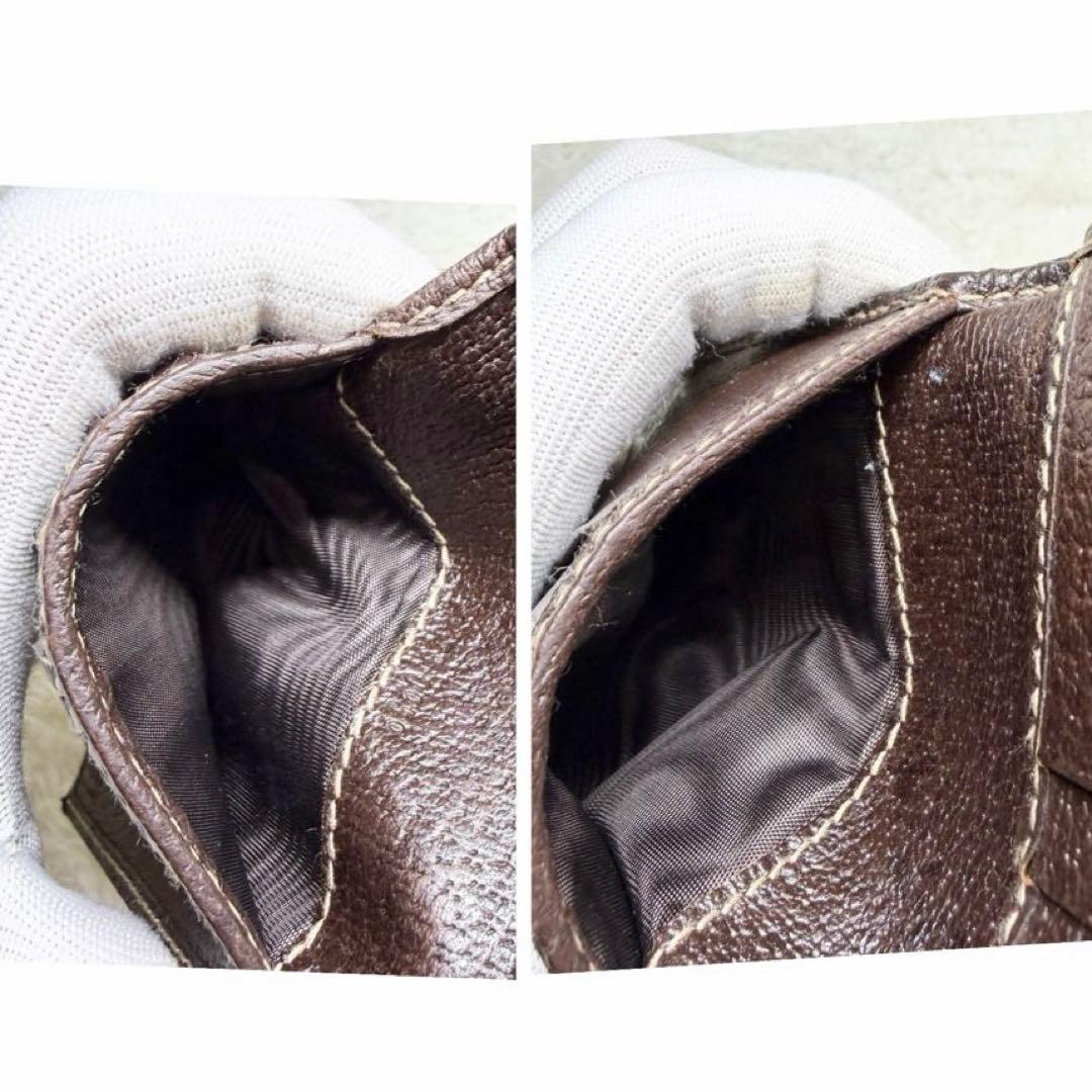 希少　GUCCI グッチ キャンバス レザー 折り財布 ウォレット ブラウン