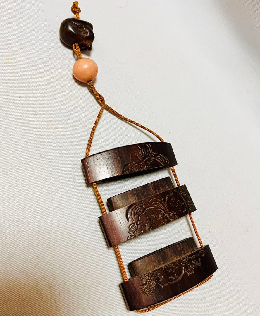 英一蝶画 如泉刻 唐獅子刻 印籠 木製