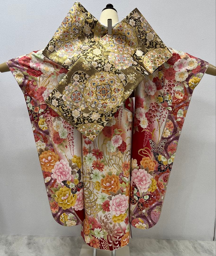 振り袖　フルセット　別誂長襦袢　金彩加工　刺繍入り　銀通し　半襟サービス　710