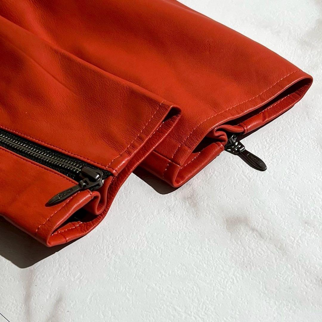 未使用級✨ SCHAFFEN 羊革 シングルライダース 赤 ラムレザー M