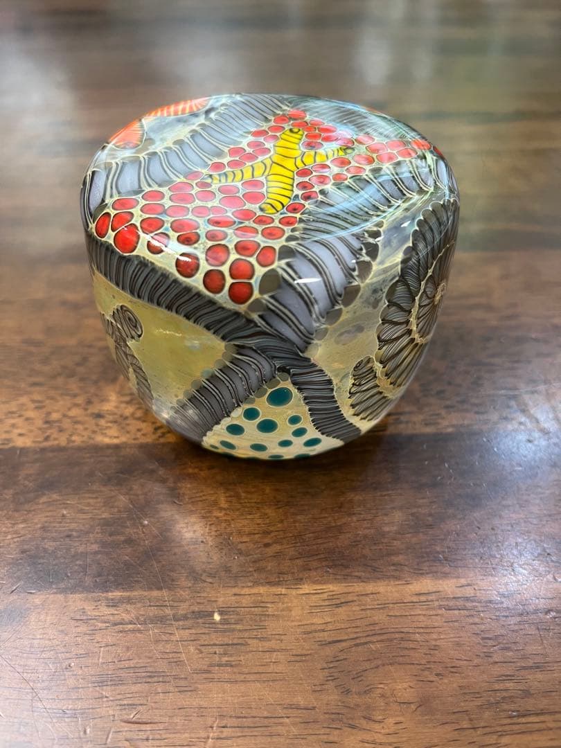 ケニーウォルトン　サイン入り　手吹きガラス　ペーパーウエイト　ビンテージ