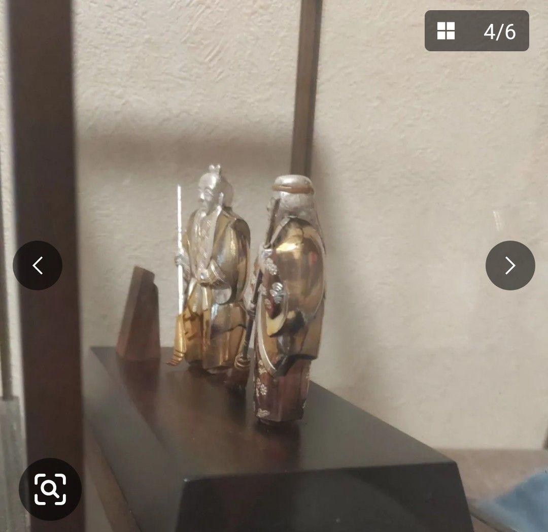 武比古作　純銀　高砂　置物　夫婦円満　長寿　幸運