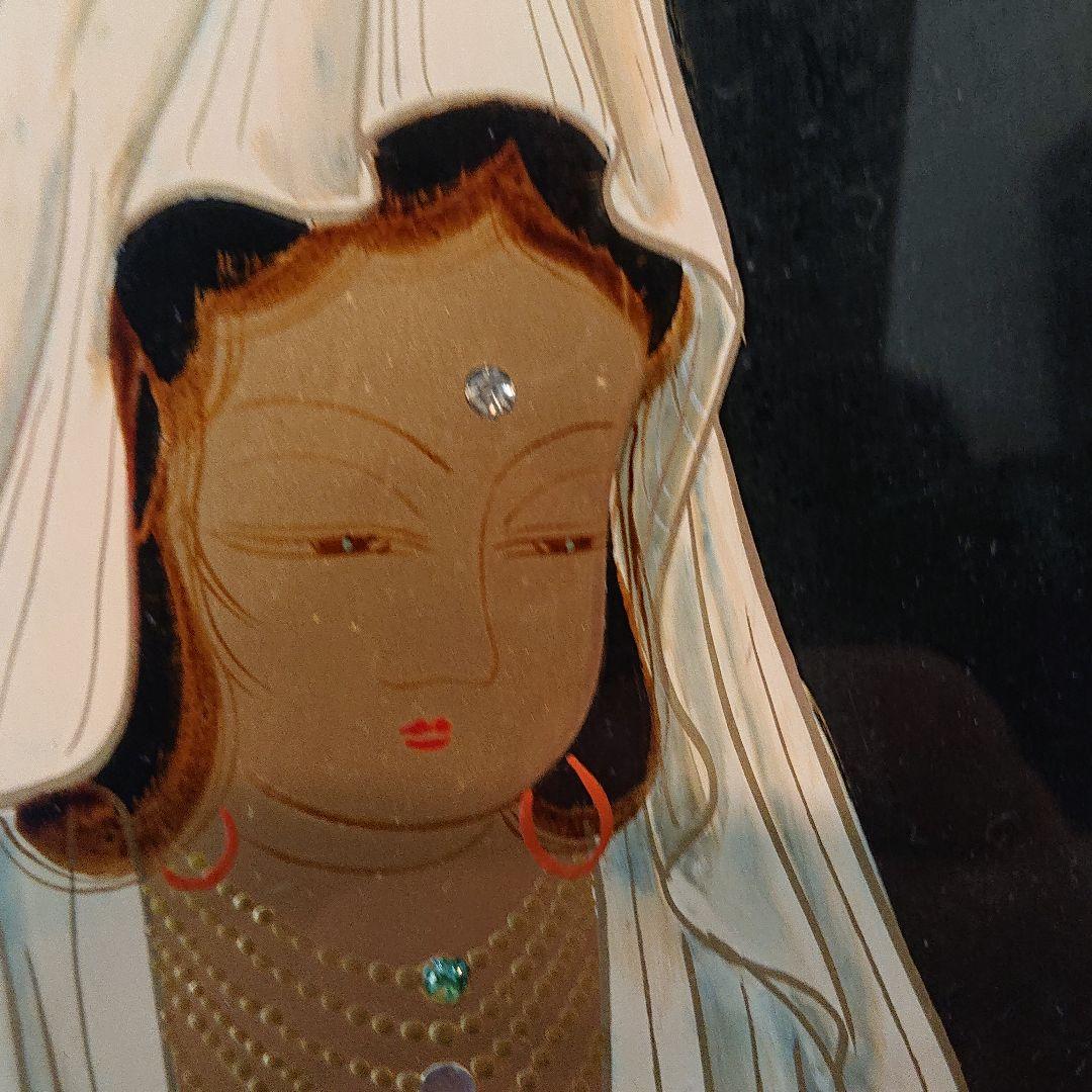 観音 蒔絵 立絵 高級漆絵  ダイヤ入り  展示品  荒木秀峰 新品 美術品