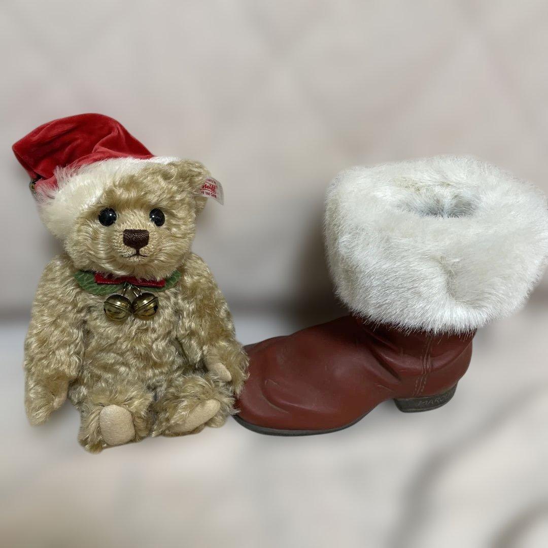 新品　シュタイフ　Steiff Teddy Bear in Boot クリスマス