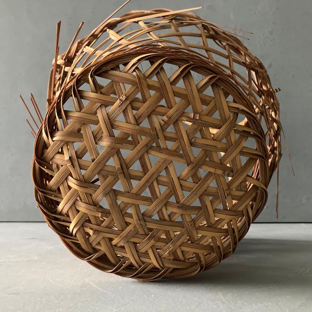 島村白峰斎 竹編み 花籠 茶道具 籠