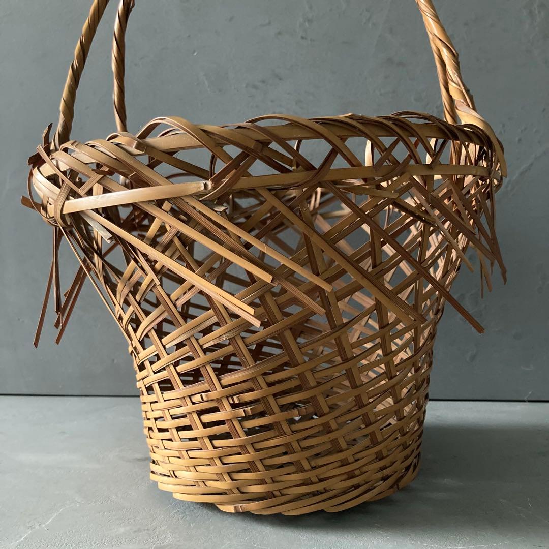 島村白峰斎 竹編み 花籠 茶道具 籠