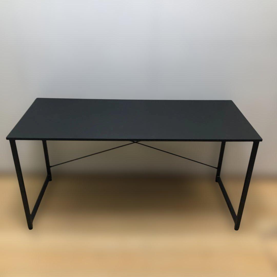 送料無料　シンプルデスク 幅140cm ブラック ワークデスク　250723-8