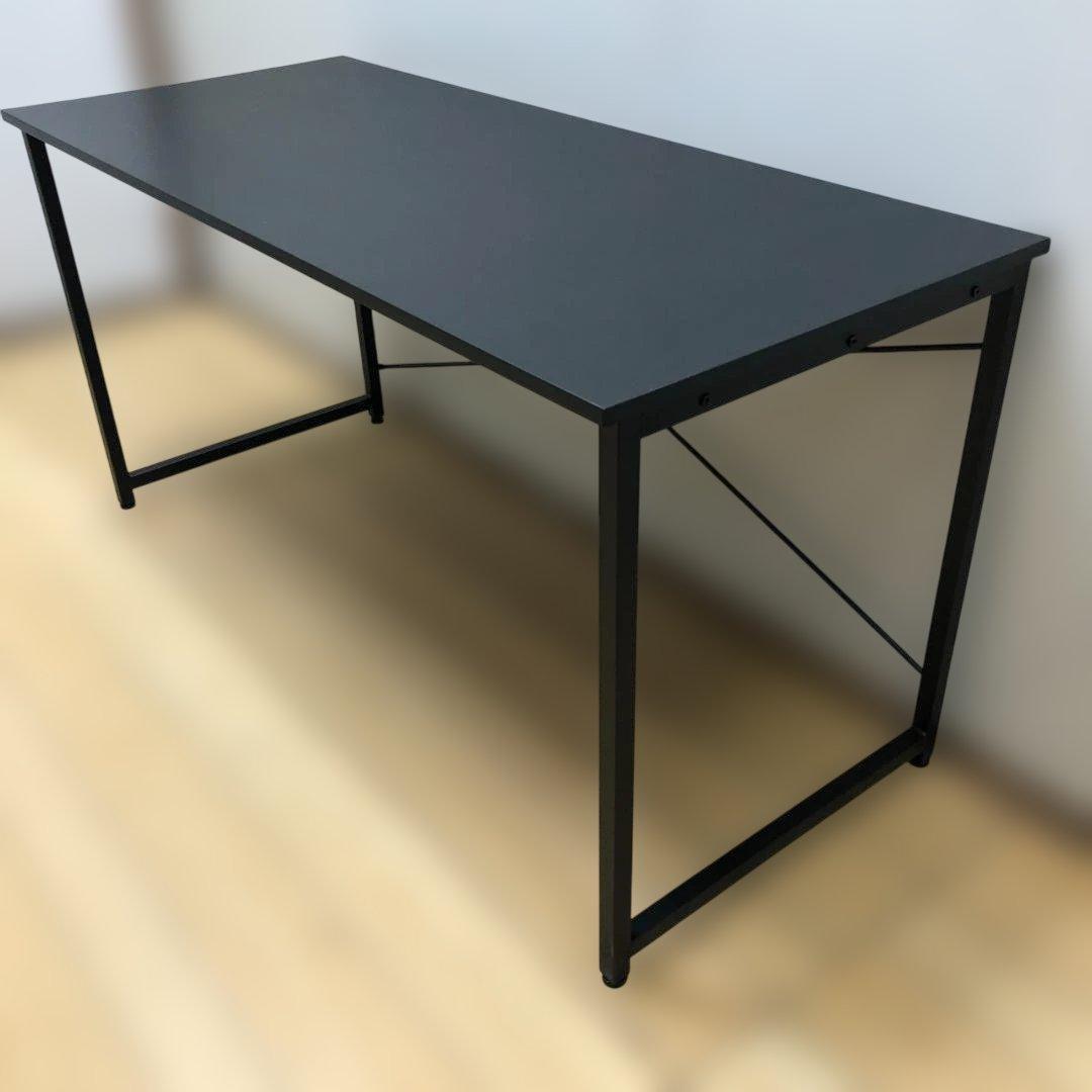 送料無料　シンプルデスク 幅140cm ブラック ワークデスク　250723-8