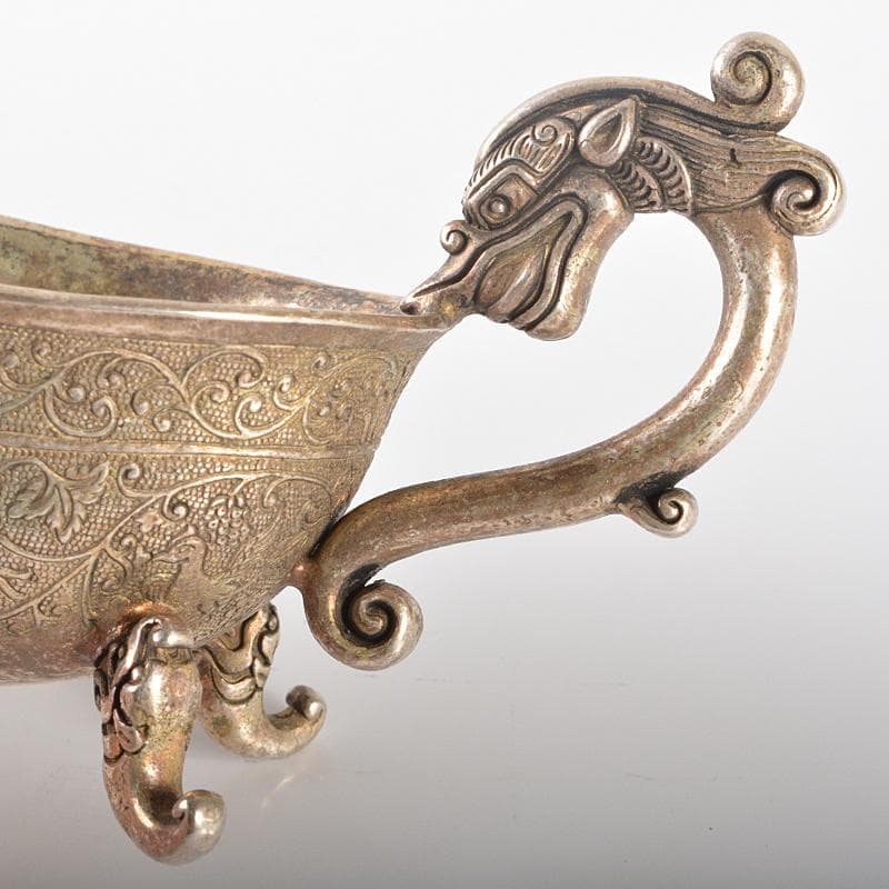 中国　白銅　唐草神獣文　爵　C　R6526E