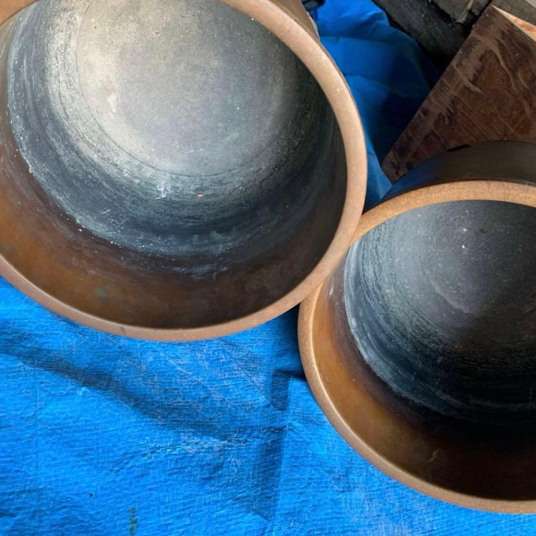 宜徳銅　千鳥模様　火鉢　奥村　菊光堂　２つセット