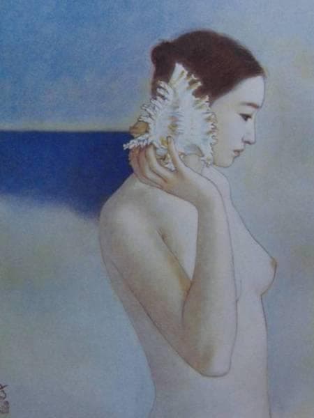 高塚省吾、【潮騒】、希少な額装用画集より、新品額装付、状態良好