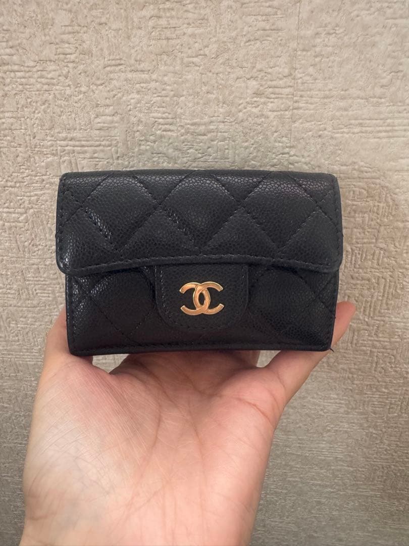 CHANEL 三つ折り財布 ブラック