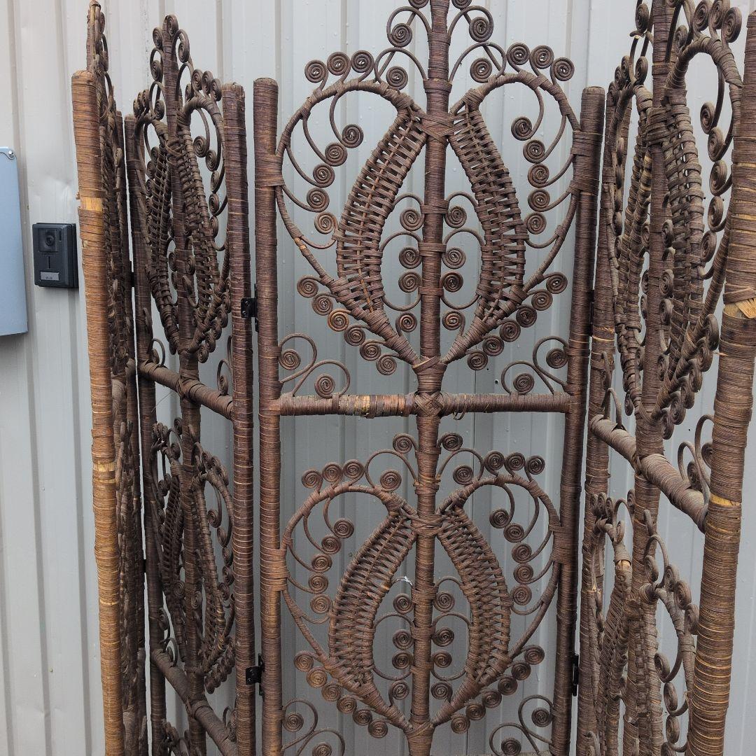 【昭和レトロ】アンティーク　ラタン　籐パテーション　パーテーション