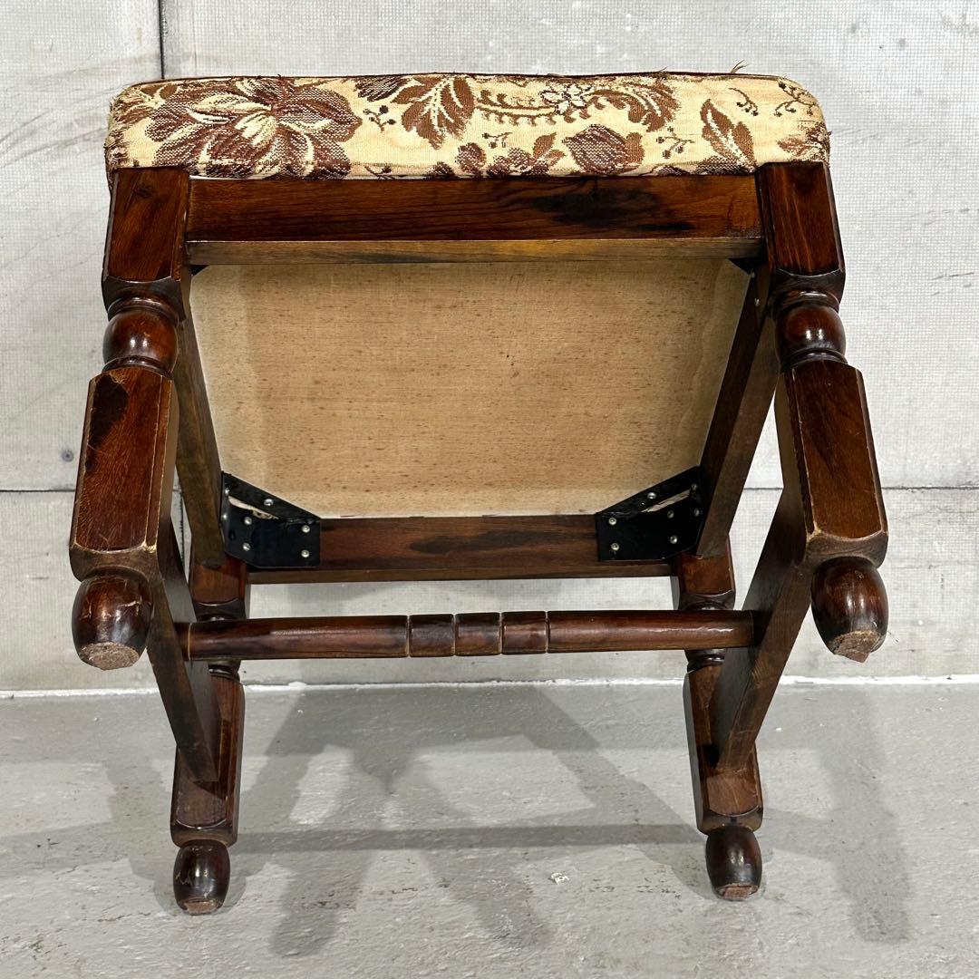 ✦80s✦昭和レトロ ゴブラン織 ヴィンテージ スピンドルチェア 木製 古家具②