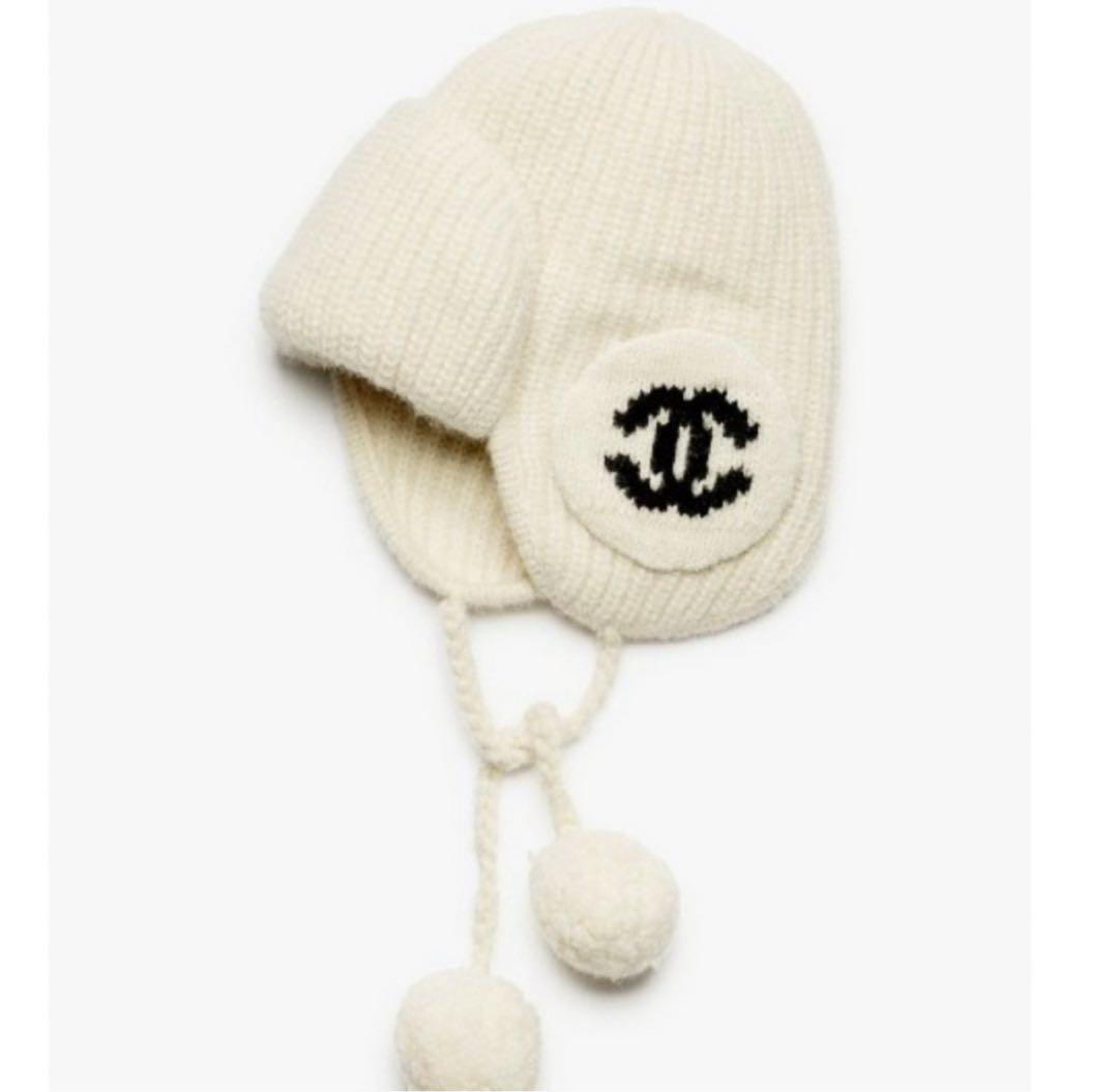 シャネル ニット帽 ホワイト新品