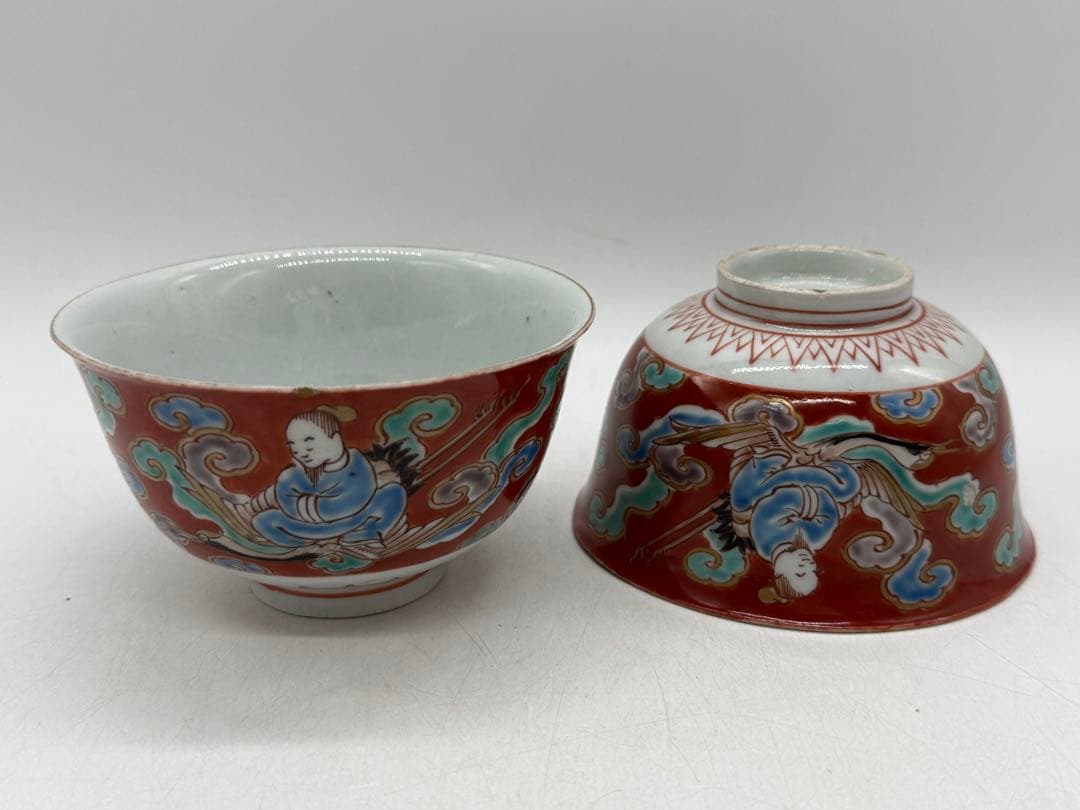中国　色絵お碗2点　新渡　送料込み251022