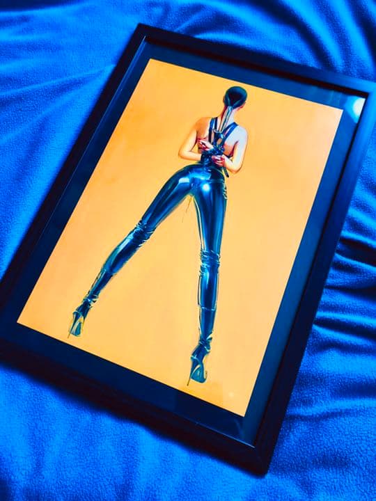 空山基＊エナメルレザー90sビンテージ＊クリッピング額装