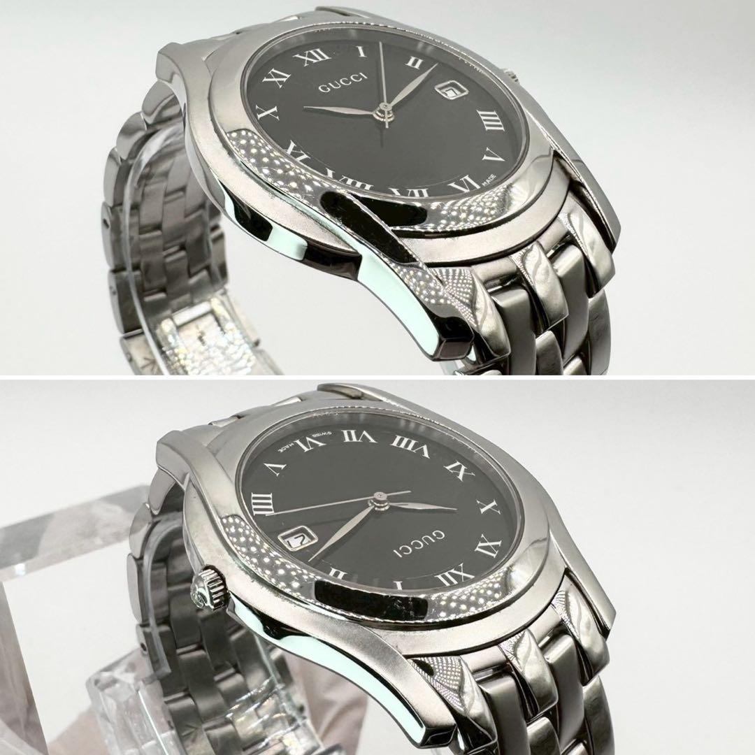 極美品✨稼働 GUCCI 5500M ローマン デイト クォーツ メンズ 3針