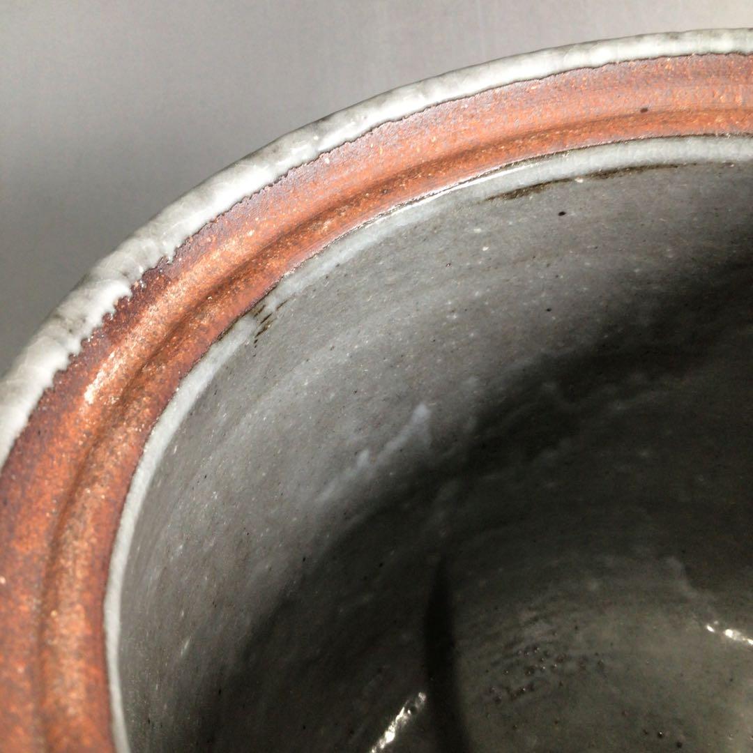 Ｐ３５３　水指　『平安　浅見与し三造』『花三島』『耳付水指』　共箱　茶道具