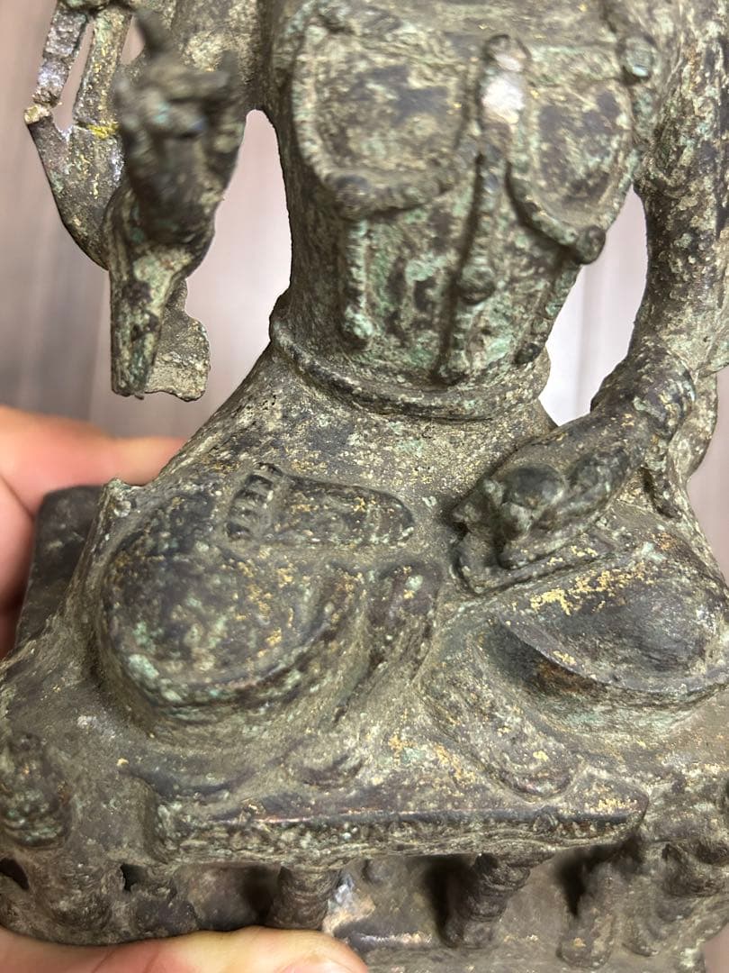 古董 中国明時代 觀音銅像 旧家藏出し