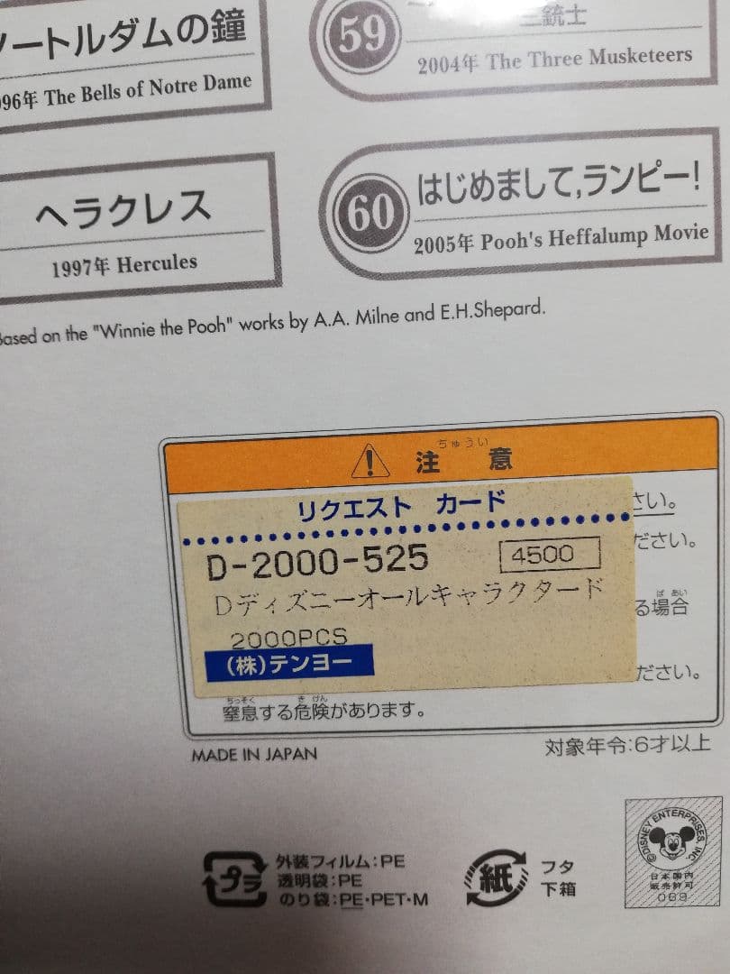 絶版新品未開封テンヨー ディズニー オールキャラクタードリーム2000ピース