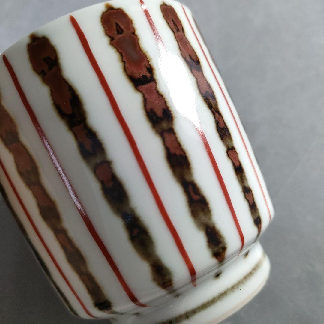 A894-4/平安松斎 造/鉄絵線文/蒸茶碗/蓋茶碗/5客/