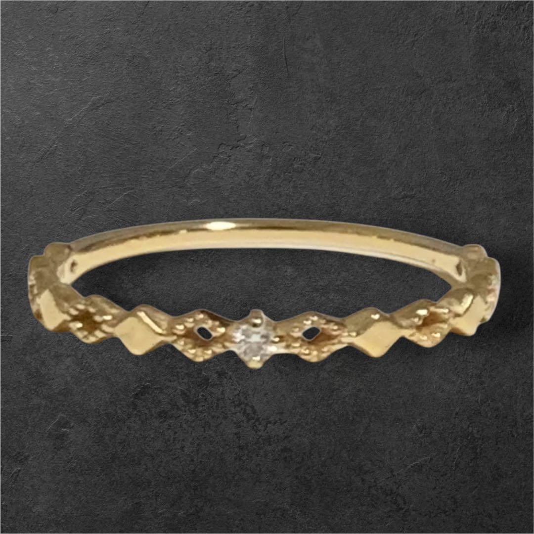 【人気】jouete k10 YGレイヤード ダイヤモンド リング 9号 透かし