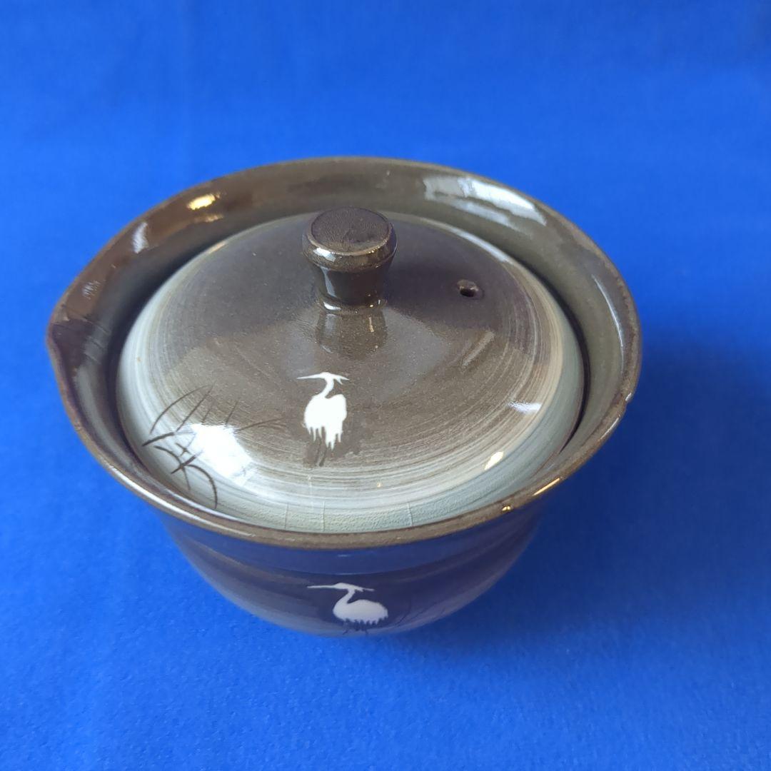 臥牛窯 現川焼 茶器セット 無形文化財指定　十三代横石臥牛　刷毛白鷺図