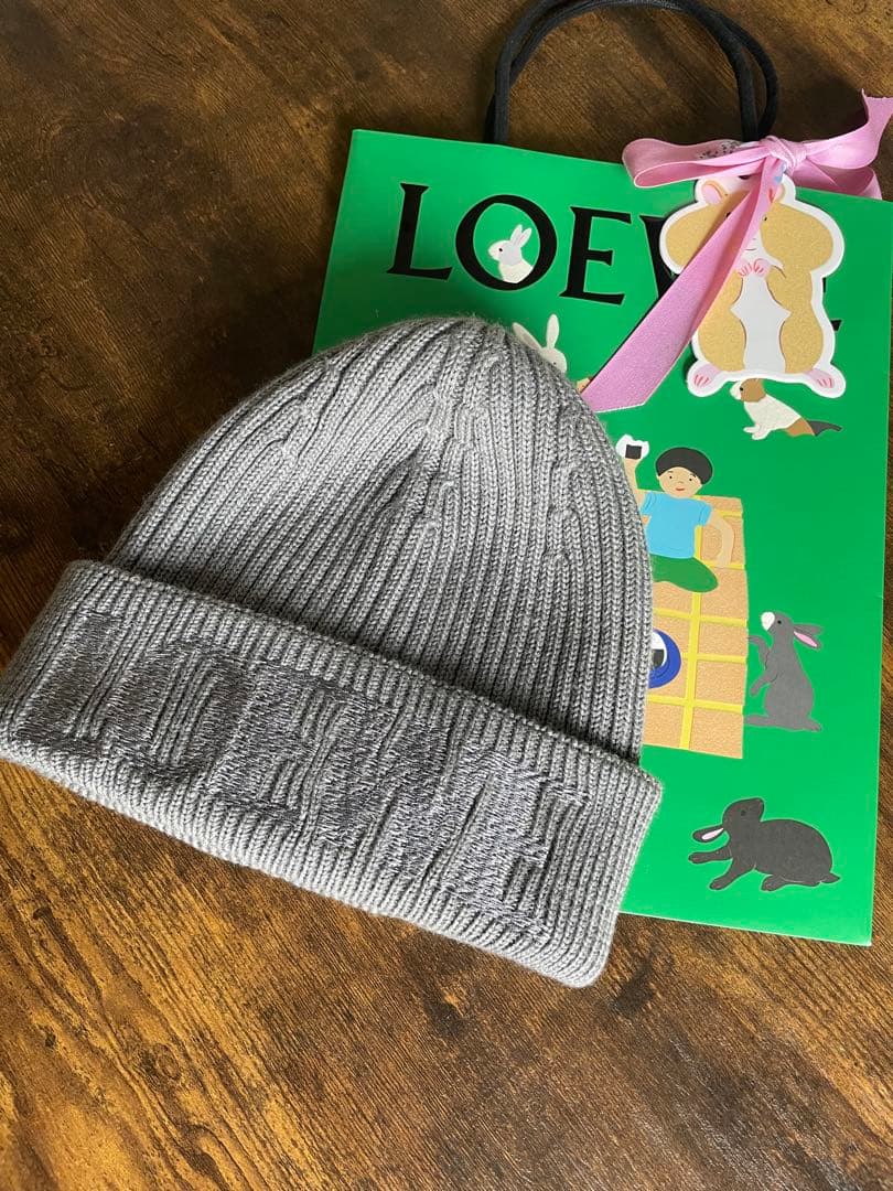 LOEWEニット帽　ロエベビーニー（ウール）グレー