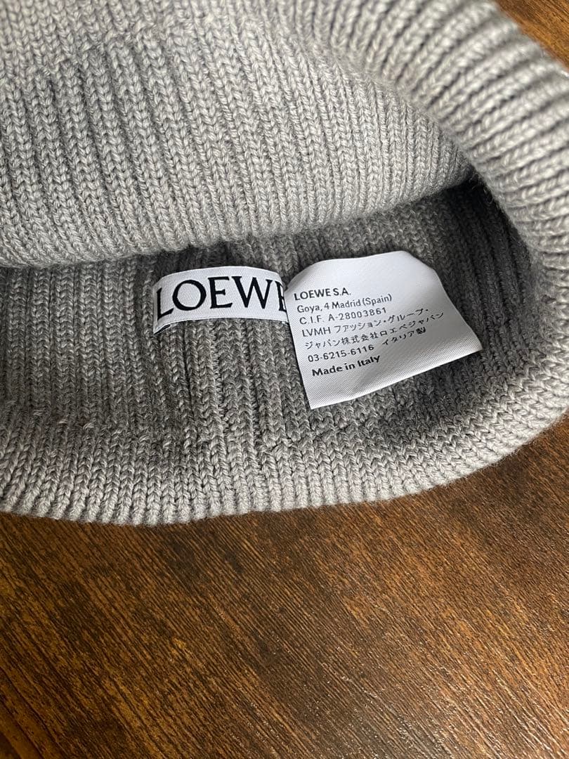LOEWEニット帽　ロエベビーニー（ウール）グレー