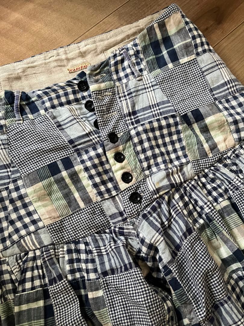 kapital キャピタル　チェック柄バルーンパンツ　ブルー