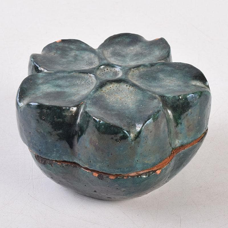 茶道具　色絵　桔梗形　香合　在銘　花押付時代箱　C　R9022