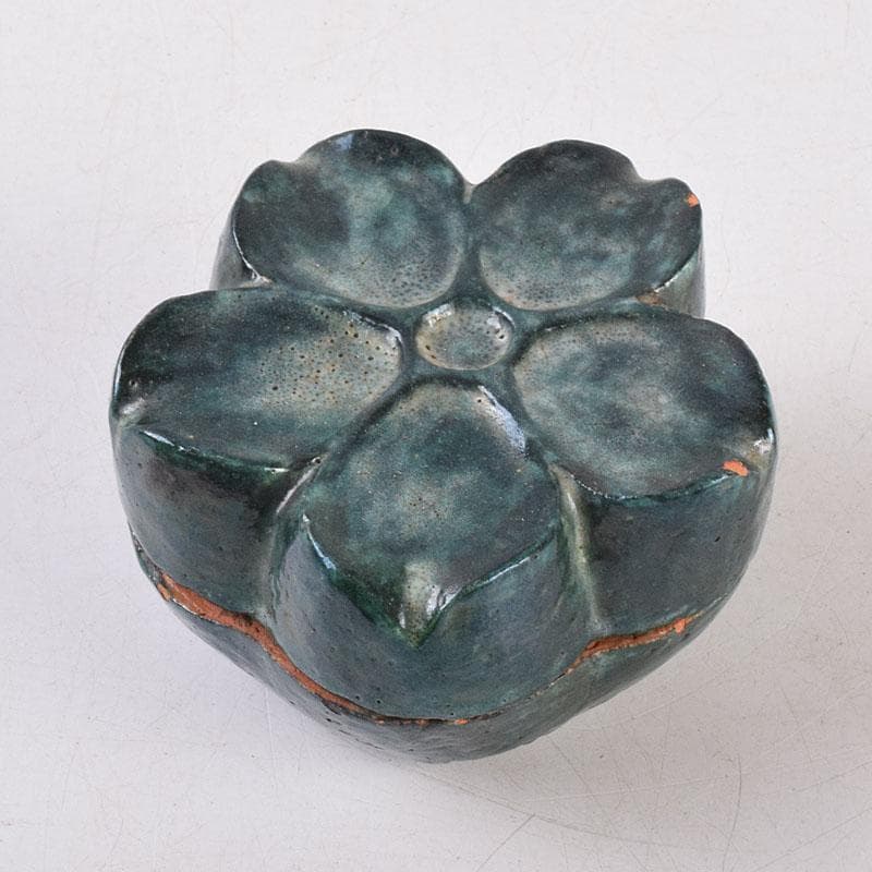 茶道具　色絵　桔梗形　香合　在銘　花押付時代箱　C　R9022