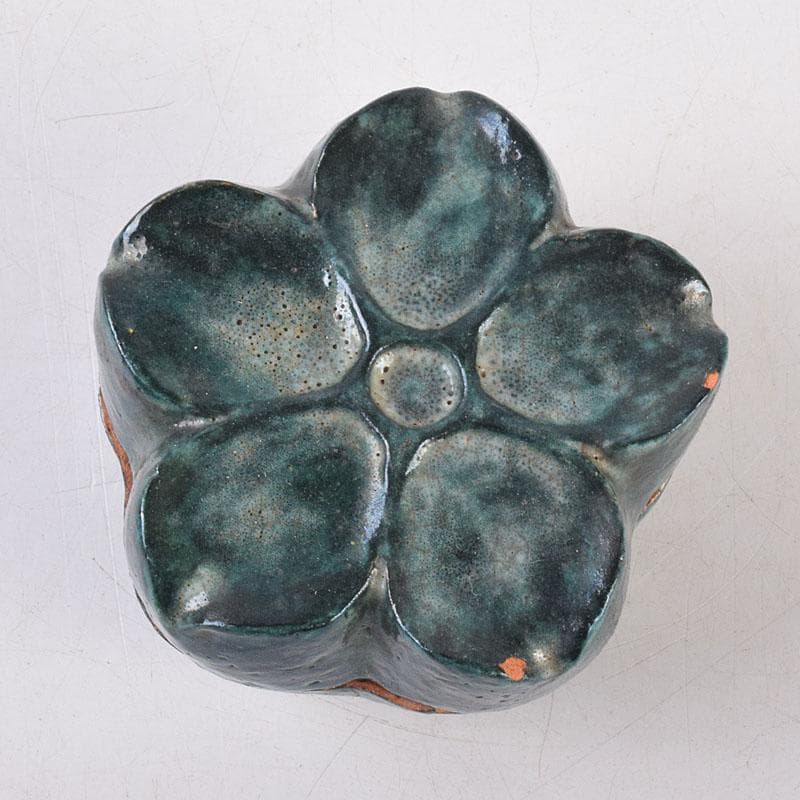 茶道具　色絵　桔梗形　香合　在銘　花押付時代箱　C　R9022