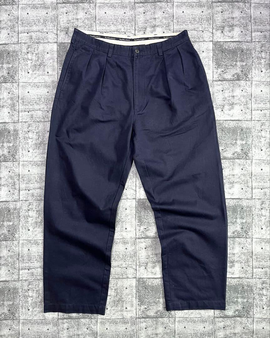 90-00s POLO ラルフローレン ポロチノ タック入り 36 ネイビー