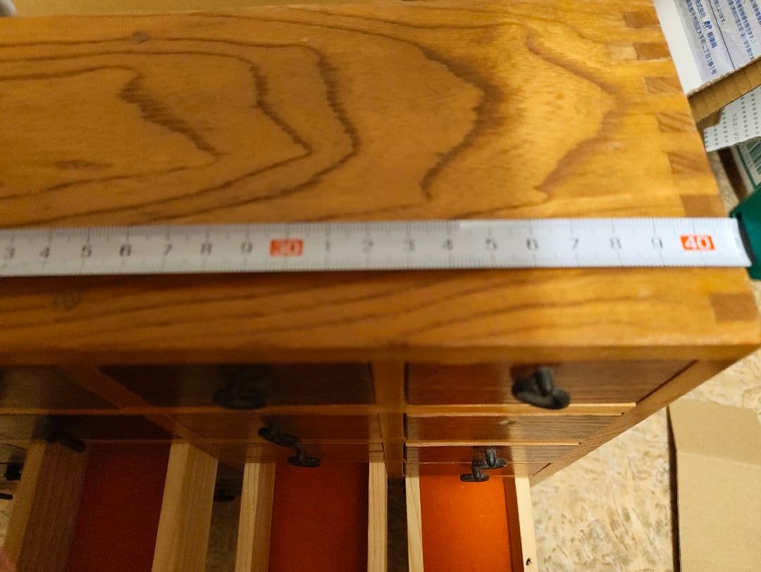 手作り木工品、引き出し式収納 約40cm 30個ミニ引出し