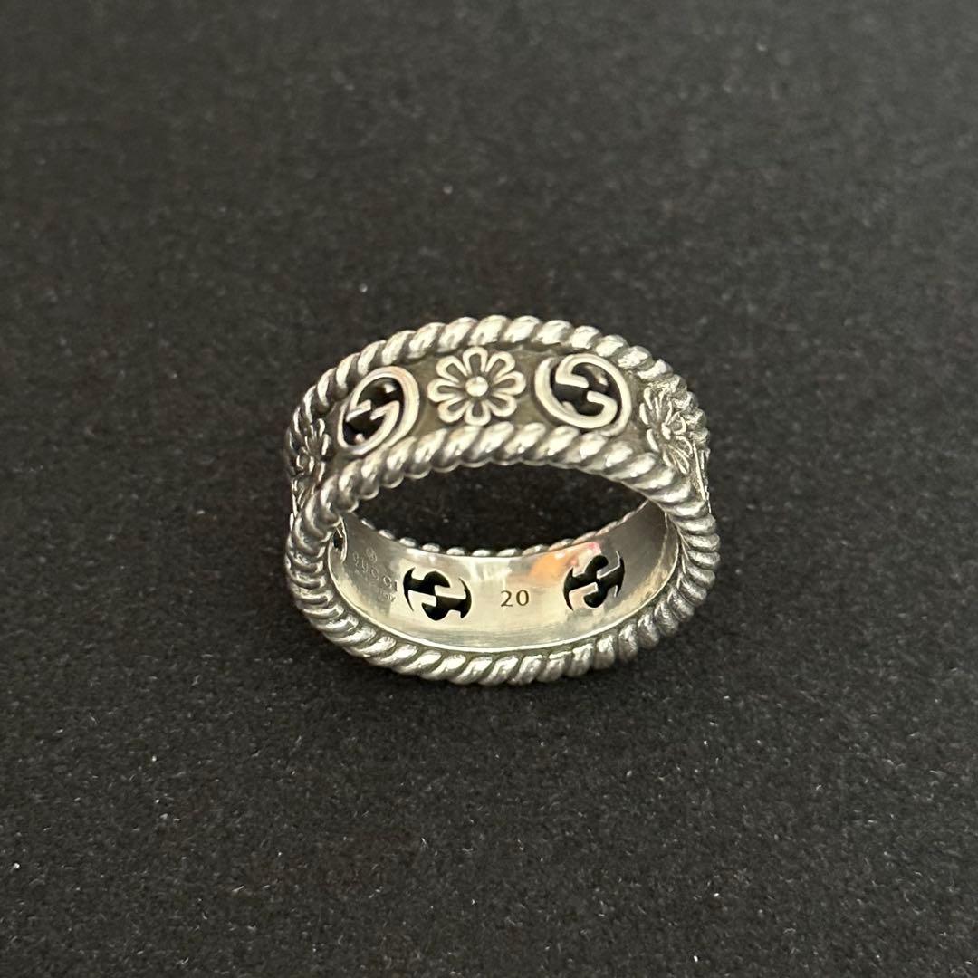 GUCCI ダブルG シルバー フラワー リング　20