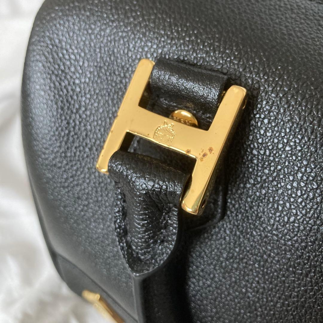 未使用品　MCM　ハンドバッグ　オールレザー　ロゴプレート　ボストン　保存袋付